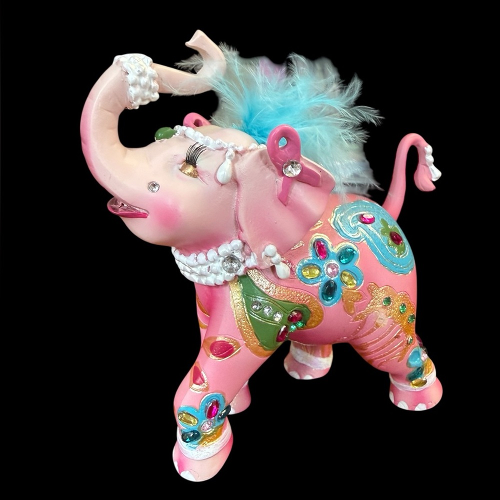 Hamilton Collection Margaret LeVan Reach High For Hope Pink Elephant Figurine 4"